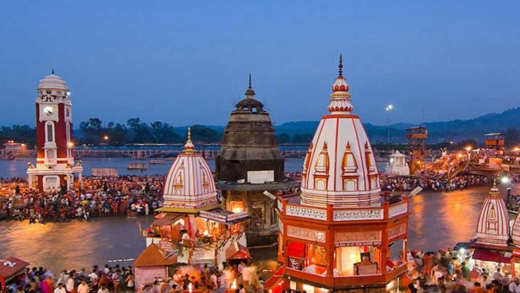 "People praying at the Haridwar temple in Uttarakhand, India."