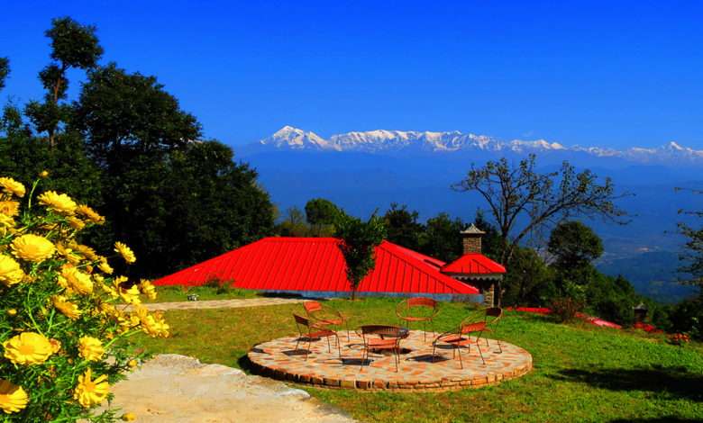 "Empty chairs waiting for tourists to bask in the sun at Kausani hill station, Uttarakhand"