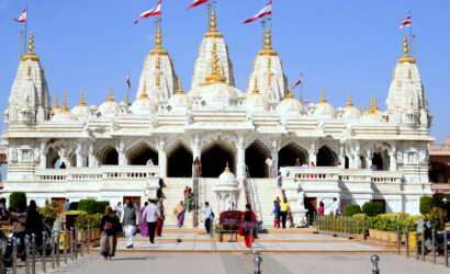 Shree Swaminarayan Temple Bhuj (Bhuj Mandir) - Ornate Hindu temple with intricate carvings and vibrant colors, reflecting the cultural and spiritual richness of Bhuj."