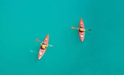 "Bali Kayaking: Thrilling water sport amidst stunning natural landscapes and crystal-clear waters."