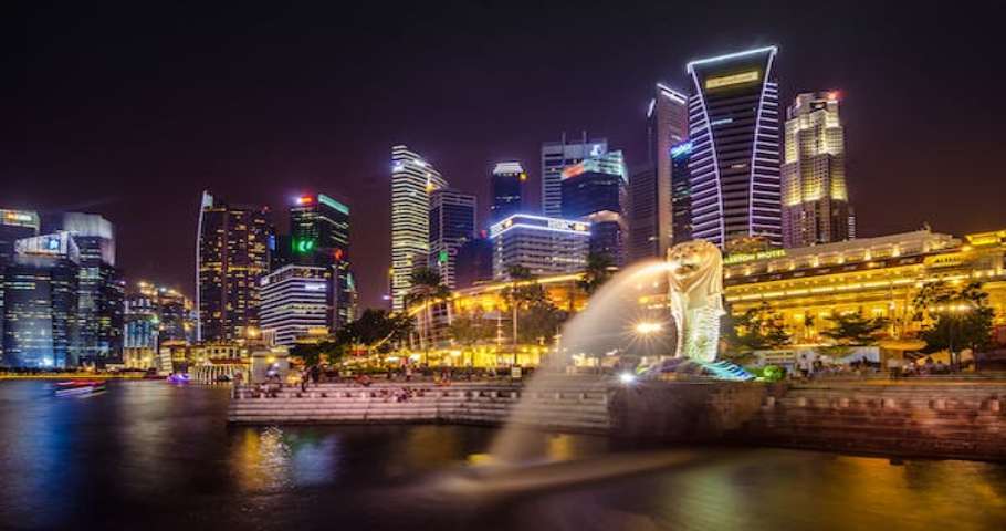 A stunning image of the iconic cityscape of Singapore, featuring the iconic Marina Bay Sands and the vibrant city lights.